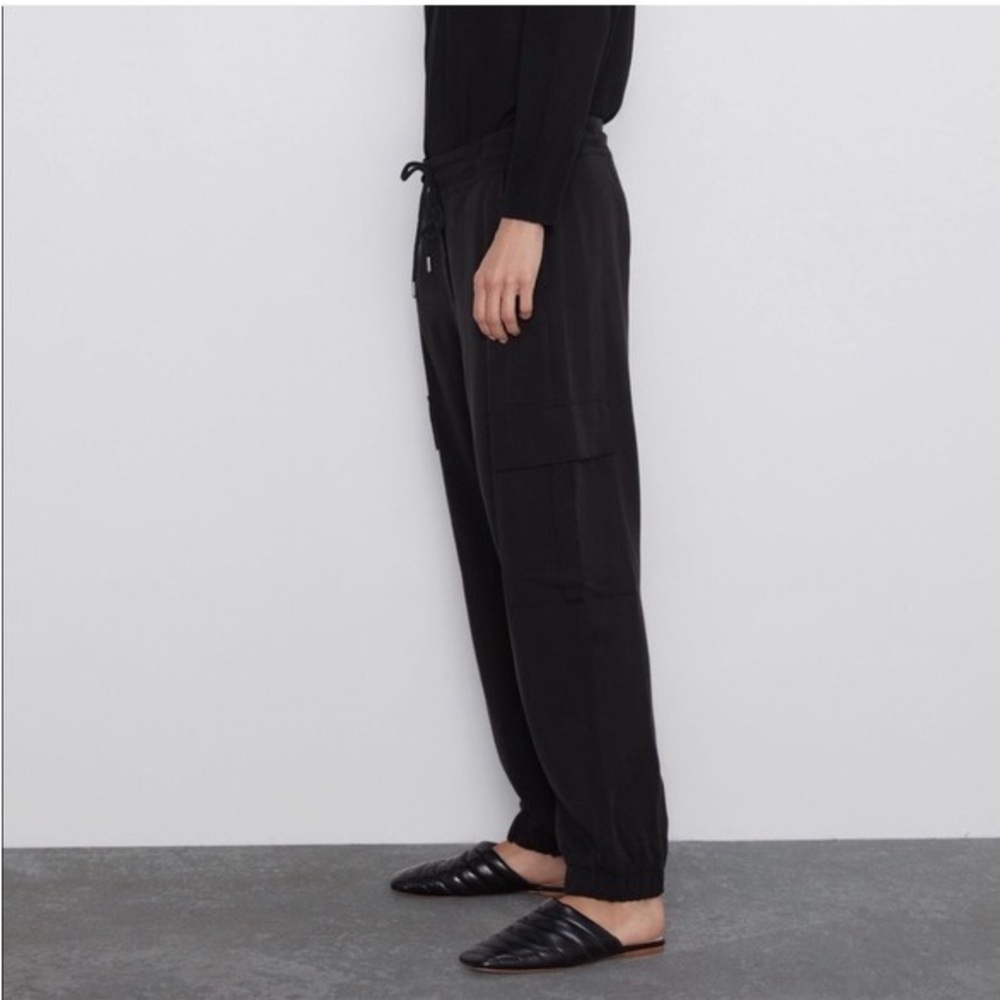 Zara Black Track Pants with Relaxed Fit